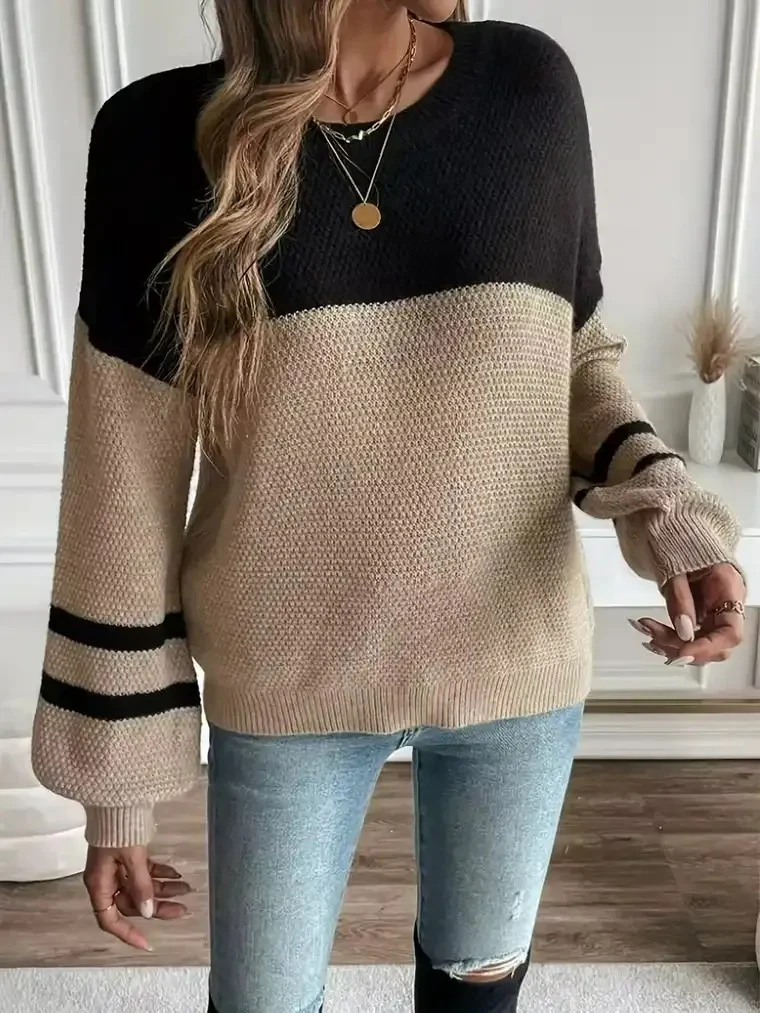 Women's Two-Tone Crewneck Sweater - Image 2
