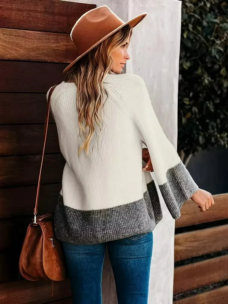 Women's Two-Tone Knit Sweater - Image 2
