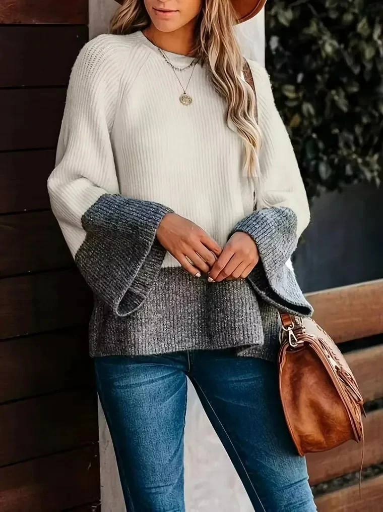 Women's Two-Tone Knit Sweater - Image 3