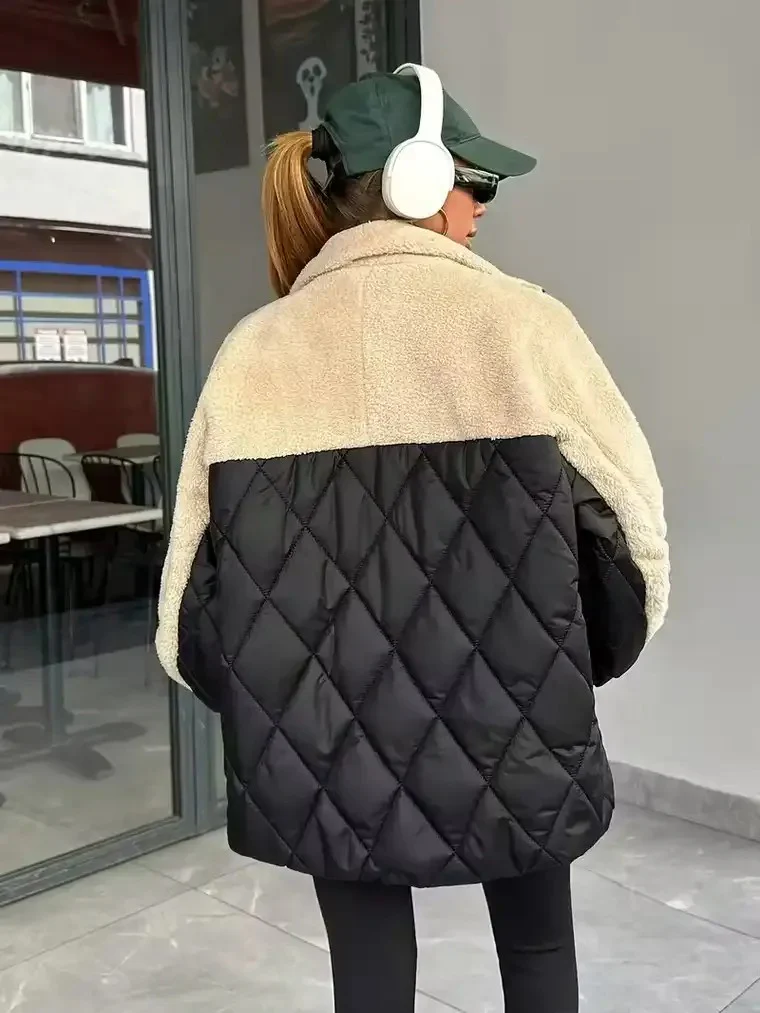 Women's Two-Tone Patchwork Coat - Image 4
