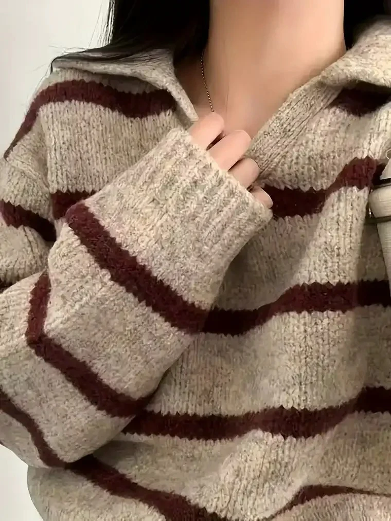 Women's Two-Tone Striped Sweater - Image 5