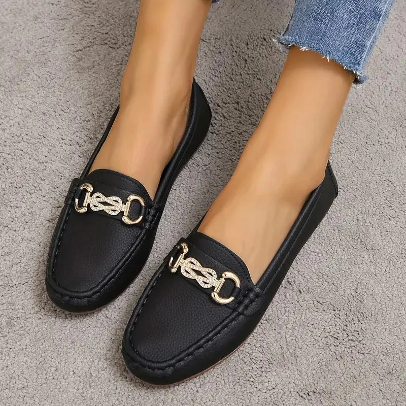 Women's Vegan Leather Loafers with Gold Accent and Stitch Detail - Image 4