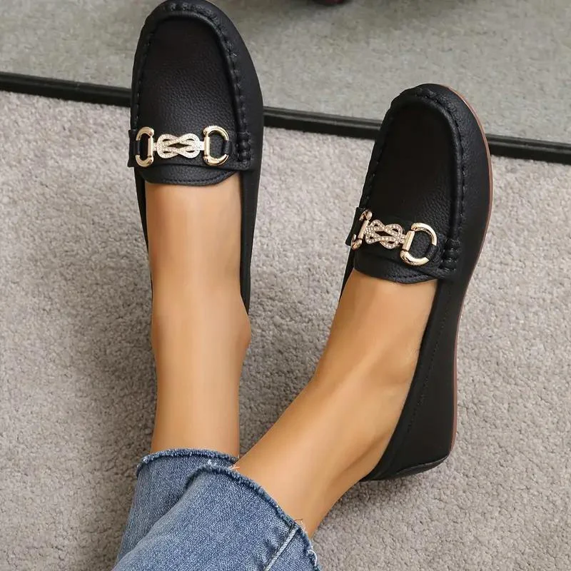 Women's Vegan Leather Loafers with Gold Accent and Stitch Detail - Image 6