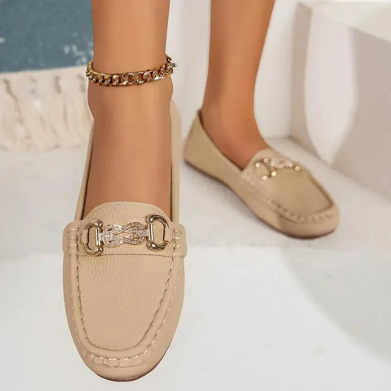 Women's Vegan Leather Loafers with Gold Accent and Stitch Detail - Image 7