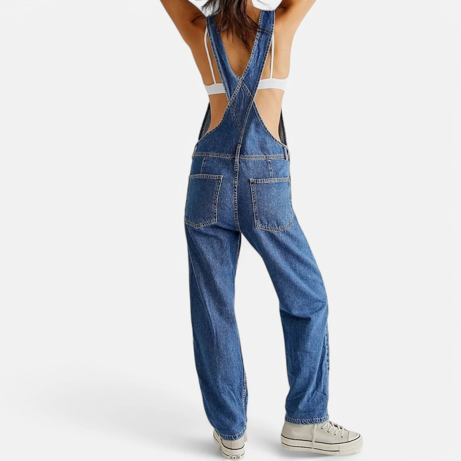 Women's Vintage Denim Jumpsuit with Pockets - Image 5