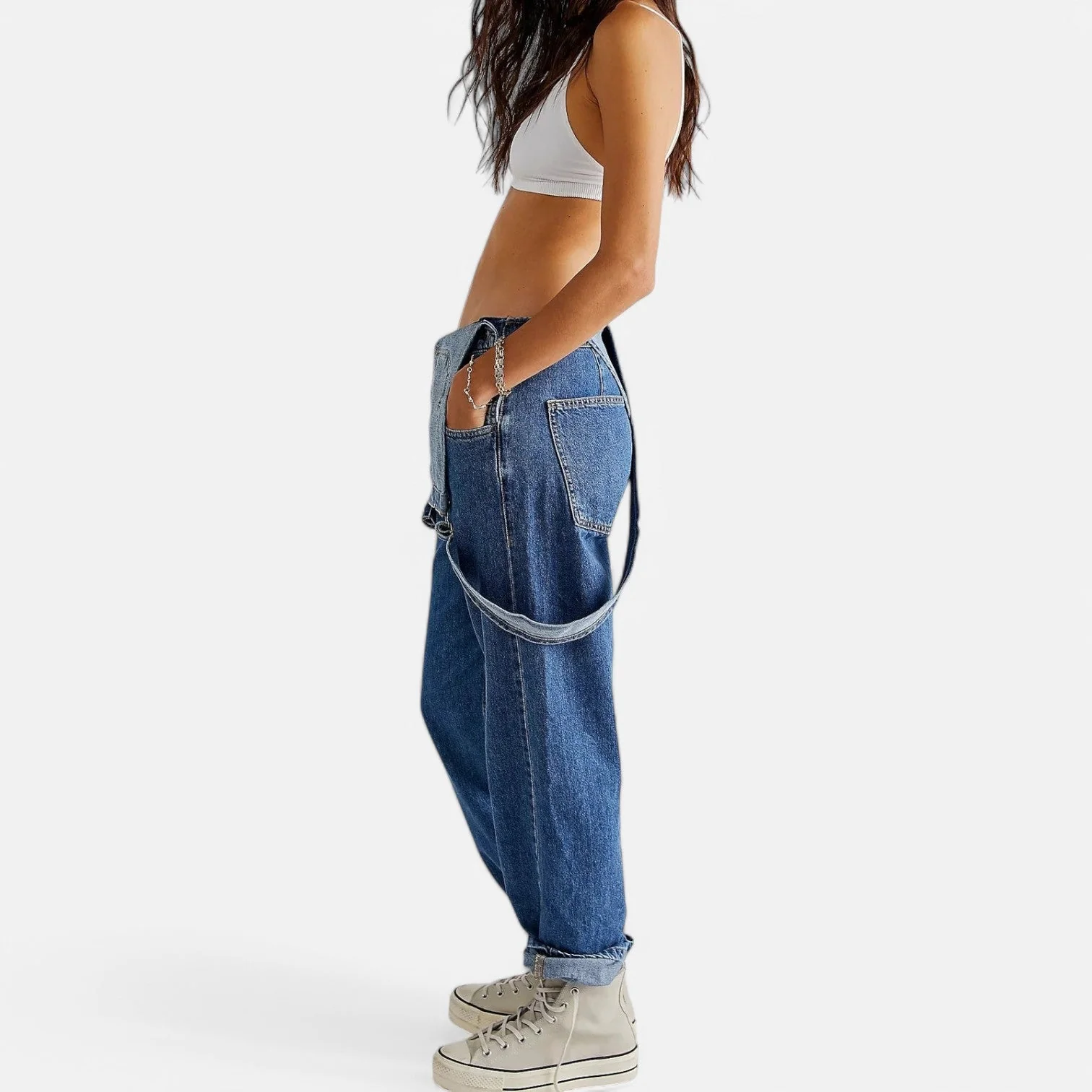 Women's Vintage Denim Jumpsuit with Pockets - Image 6