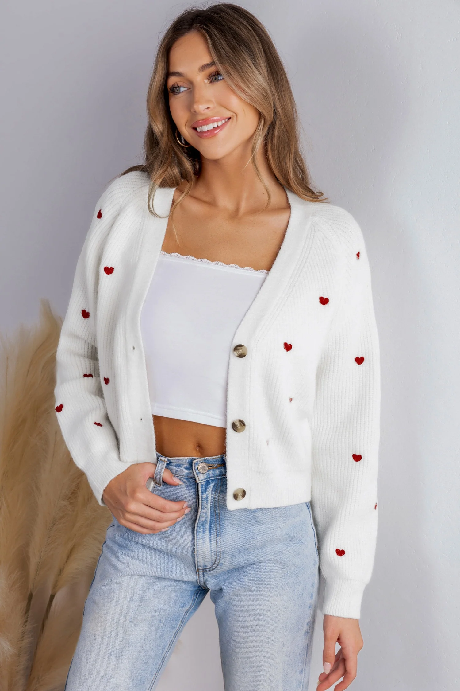 Women's White Ribbed-Knit Button Cardigan - Image 4